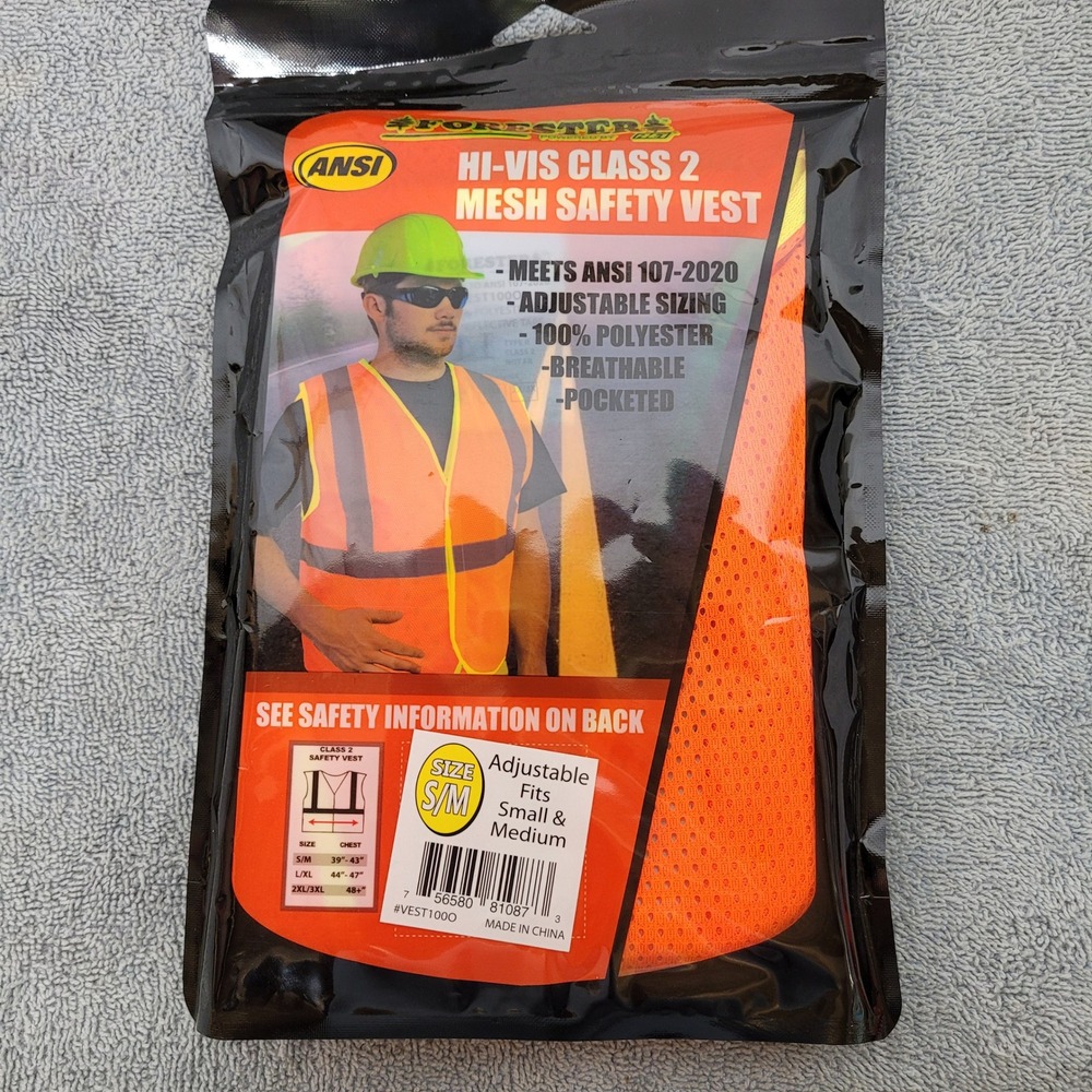 Forester Hi-Vis Class 2‎ Mesh Safety Vest Orange ANSI 107-2020 VEST1000 Size S/M